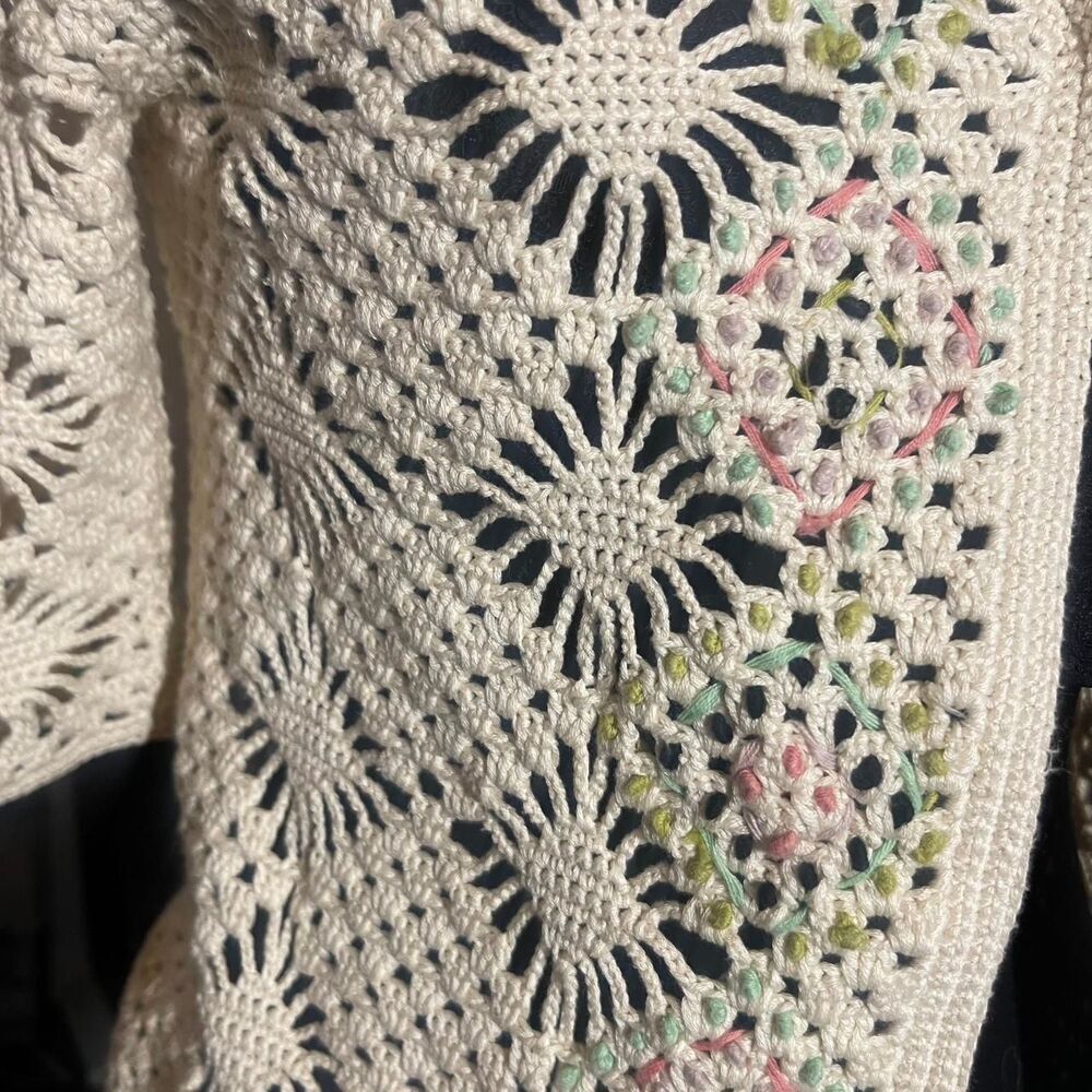Anthropologie Edie Crochet Fringe Open Weave Cardigan - Picture 7 of 8